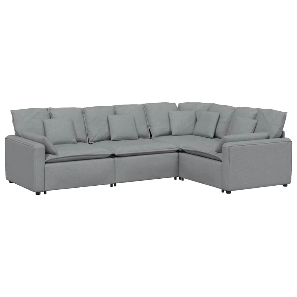 modulsofa med hynder stof lysegrå