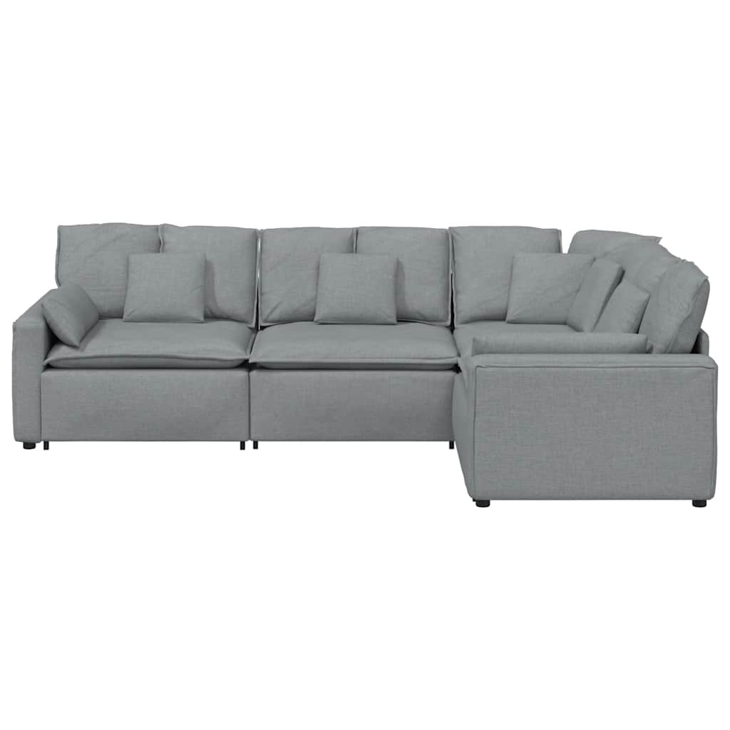 modulsofa med hynder stof lysegrå