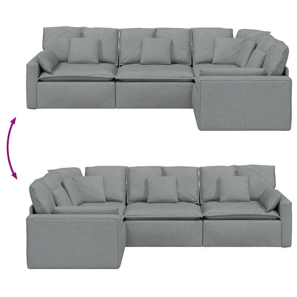 modulsofa med hynder stof lysegrå
