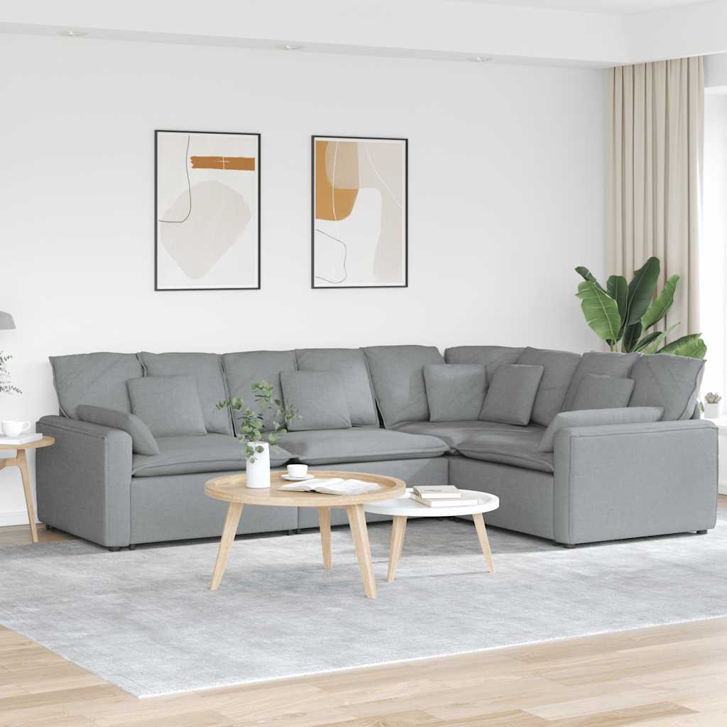 modulsofa med hynder stof lysegrå
