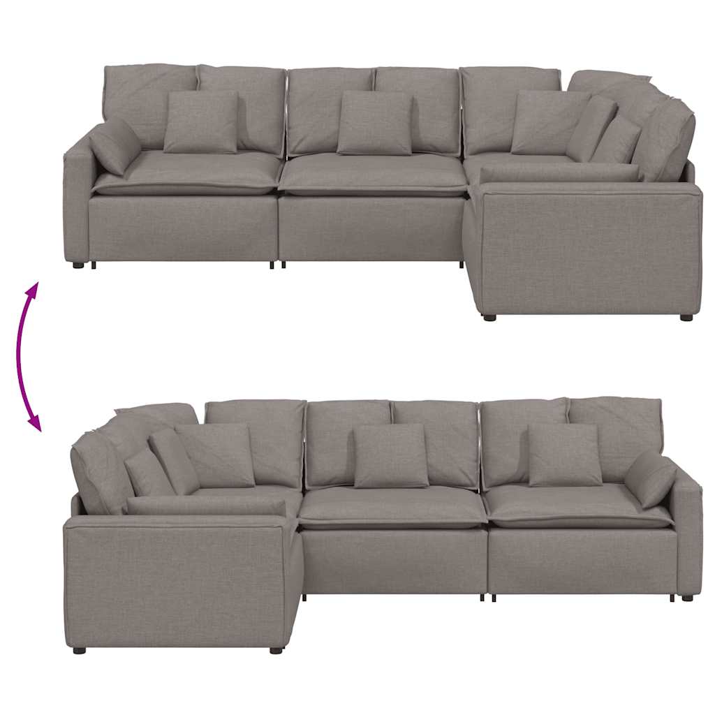 modulsofa med hynder stof gråbrun