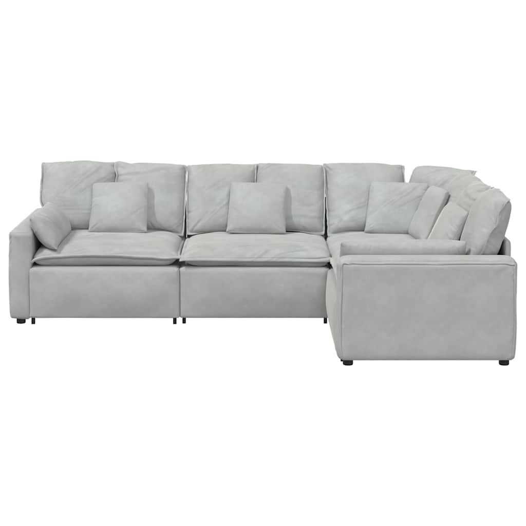 modulsofa med hynder fløjl lysegrå