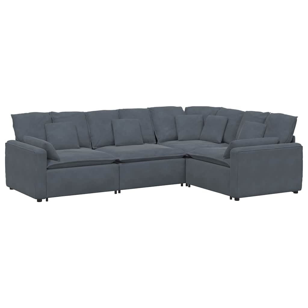 modulsofa med hynder fløjl mørkegrå