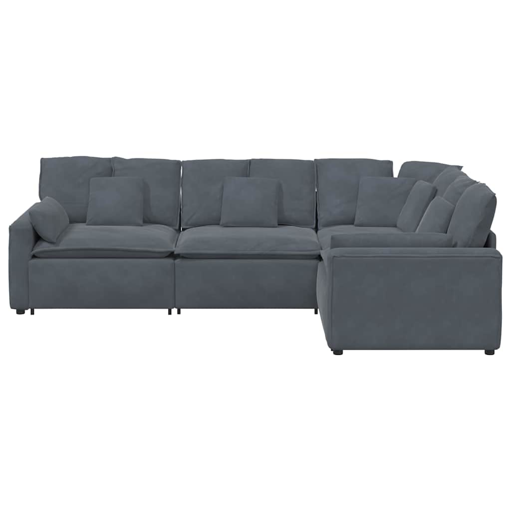 modulsofa med hynder fløjl mørkegrå