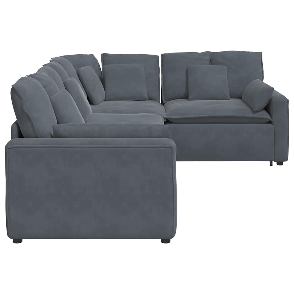 modulsofa med hynder fløjl mørkegrå