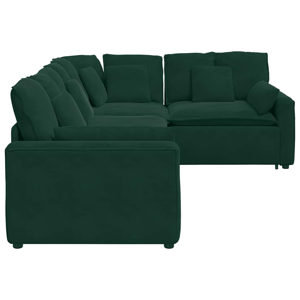modulsofa med hynder fløjl mørkegrøn