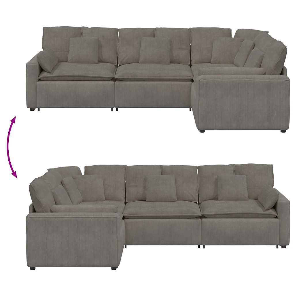 modulsofa med hynder fløjlsstof lysegrå