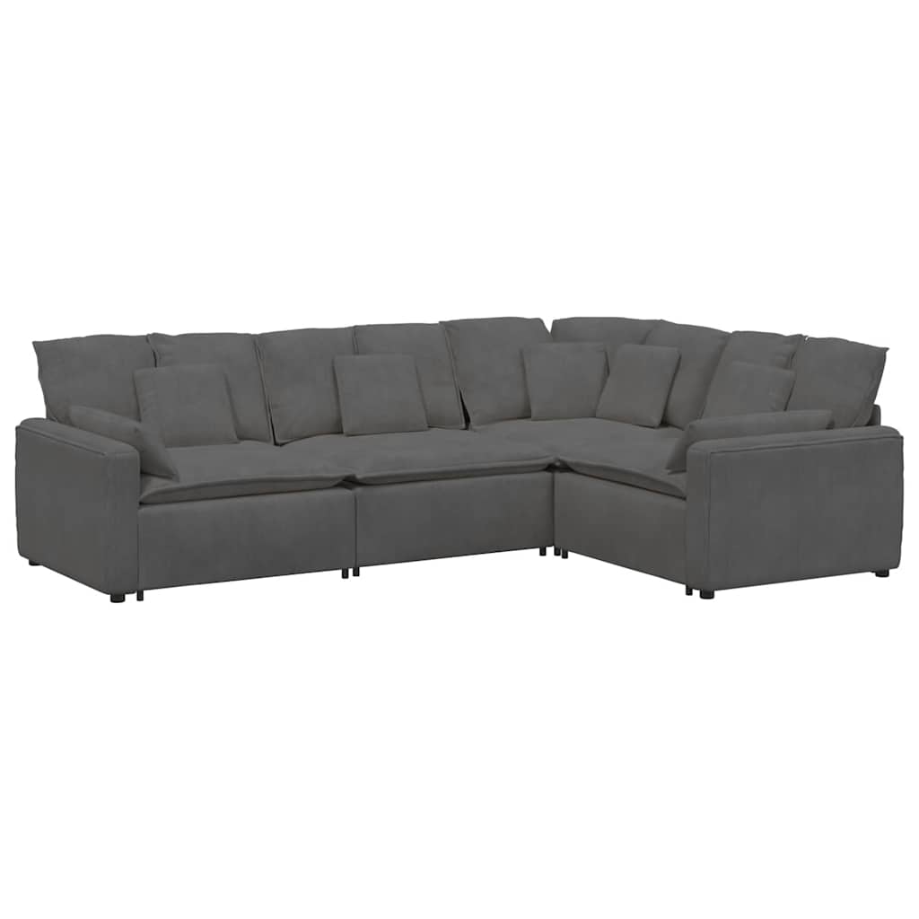 modulsofa med hynder fløjlsstof mørkegrå