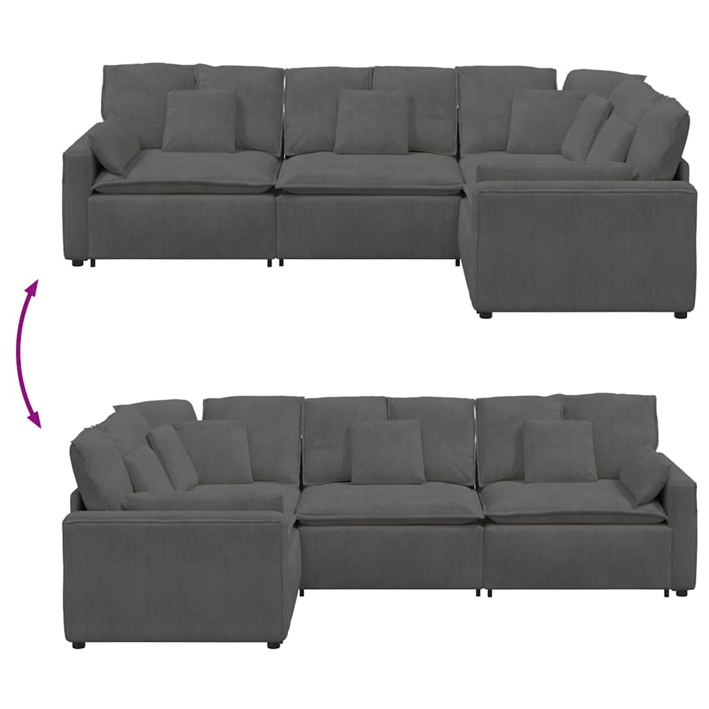 modulsofa med hynder fløjlsstof mørkegrå