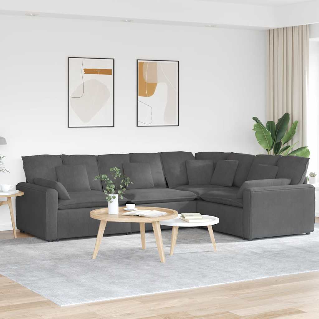 modulsofa med hynder fløjlsstof mørkegrå