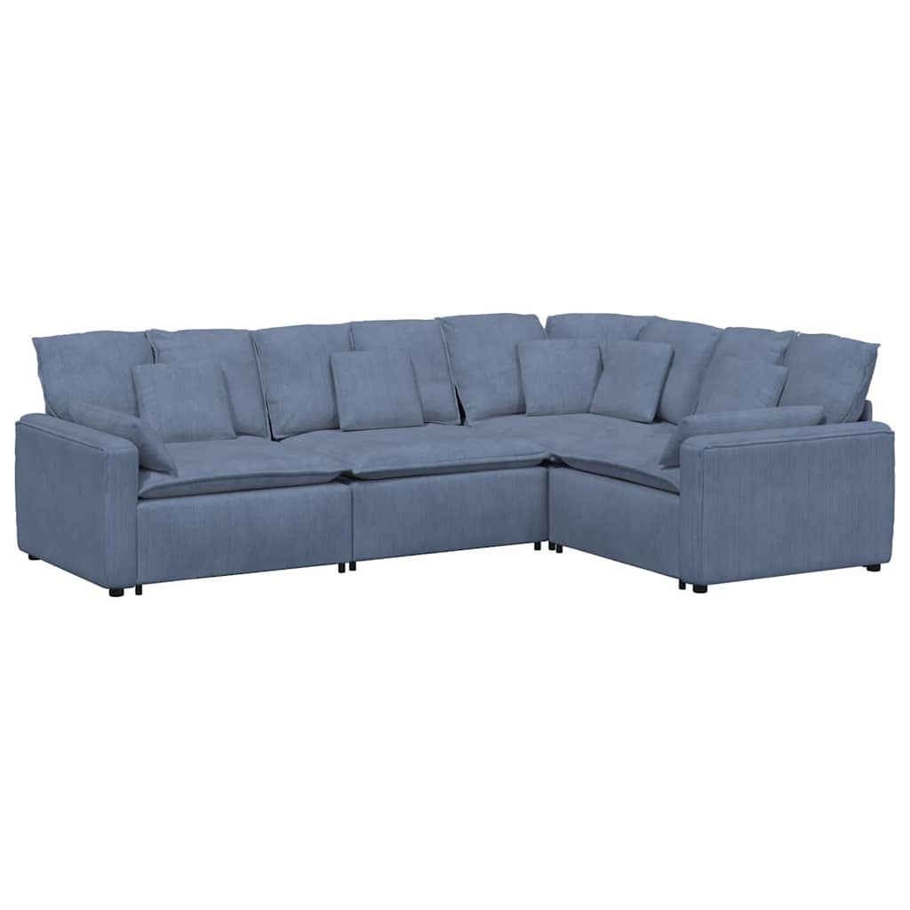 modulsofa med hynder fløjlsstof blå