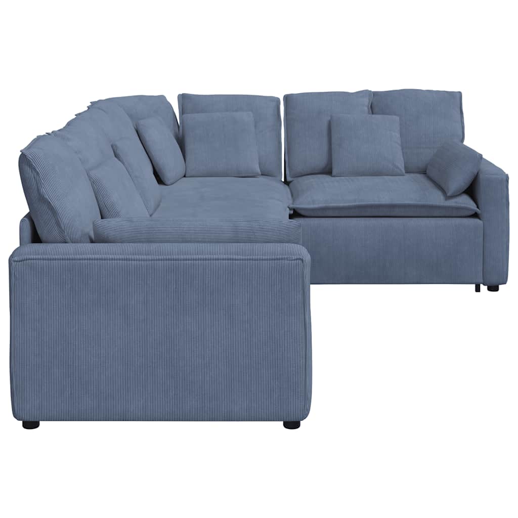 modulsofa med hynder fløjlsstof blå