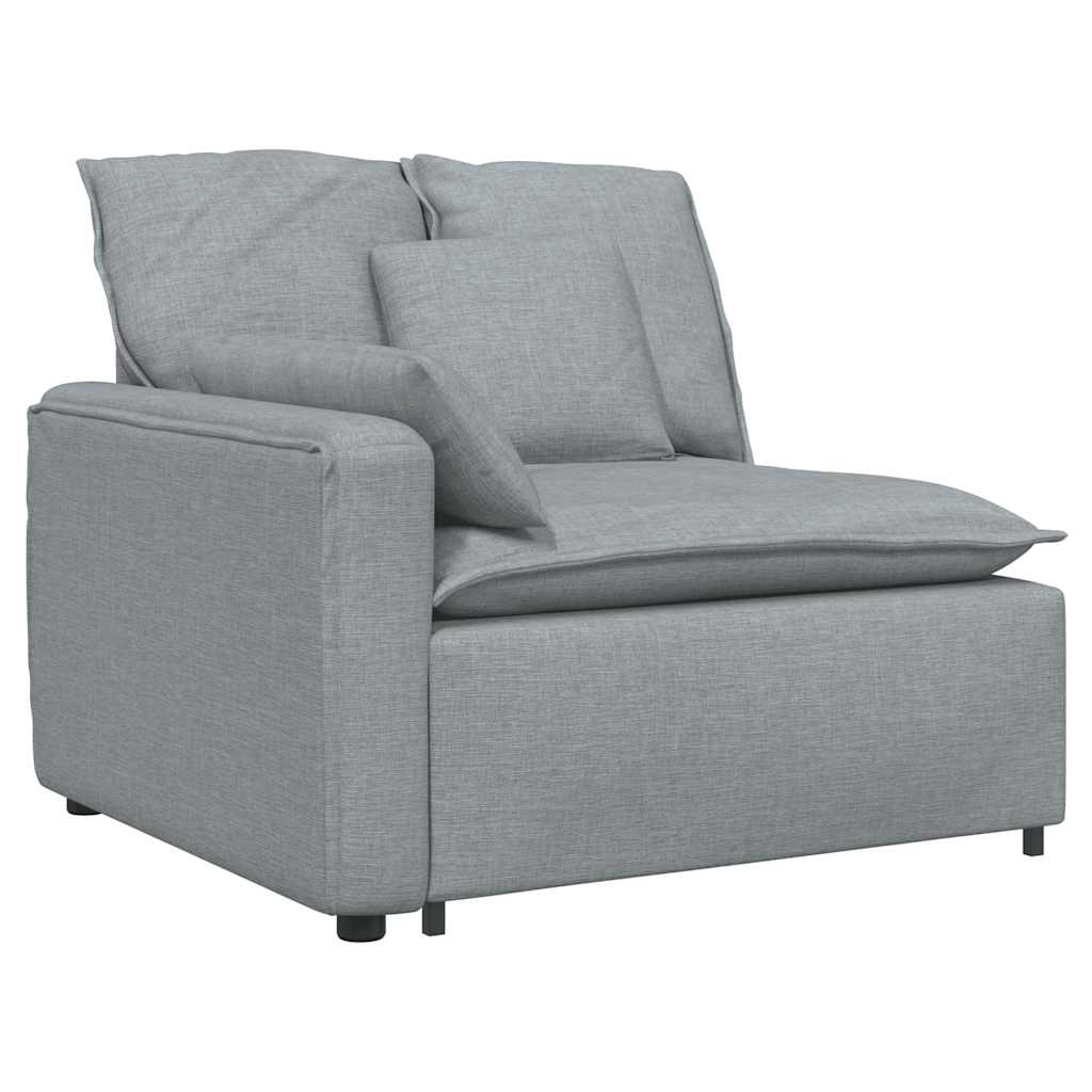 modulsofa med fodskammel og hynder stof lysegrå