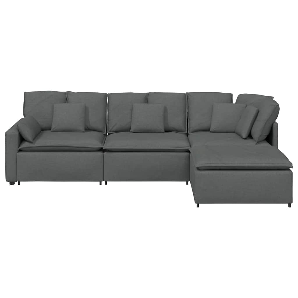 modulsofa med fodskammel og hynder stof mørkegrå