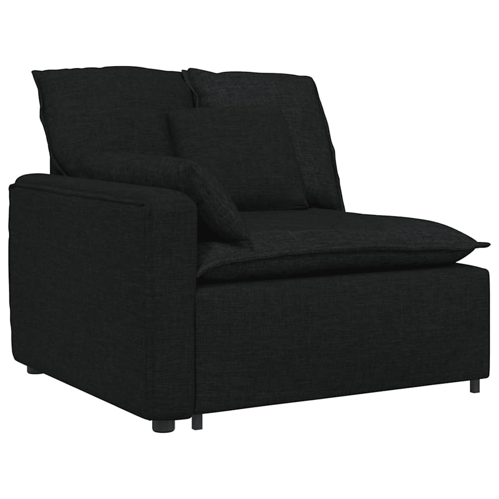 modulsofa med fodskammel og hynder stof sort