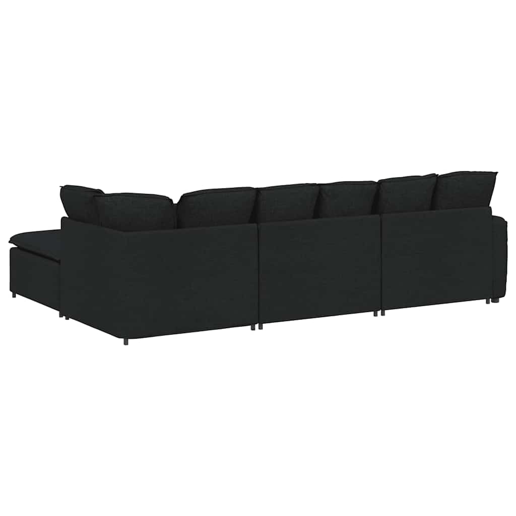 modulsofa med fodskammel og hynder stof sort