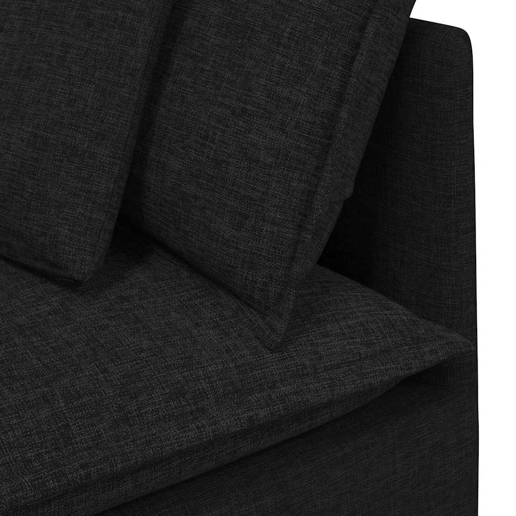 modulsofa med fodskammel og hynder stof sort