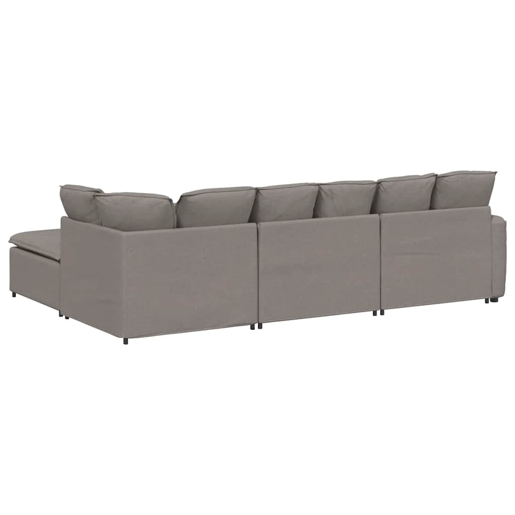 modulsofa med fodskammel og hynder stof gråbrun