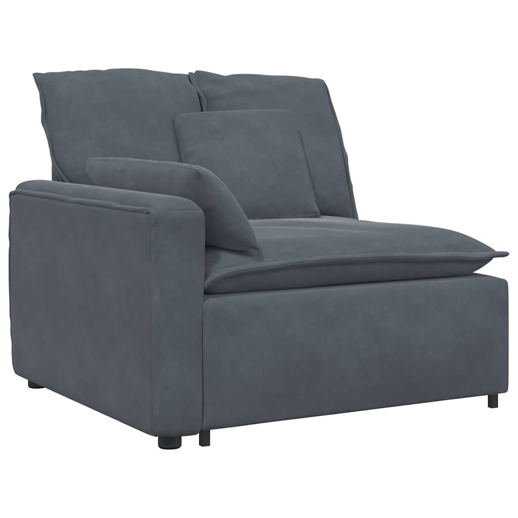 modulsofa med fodskammel og hynder fløjl mørkegrå