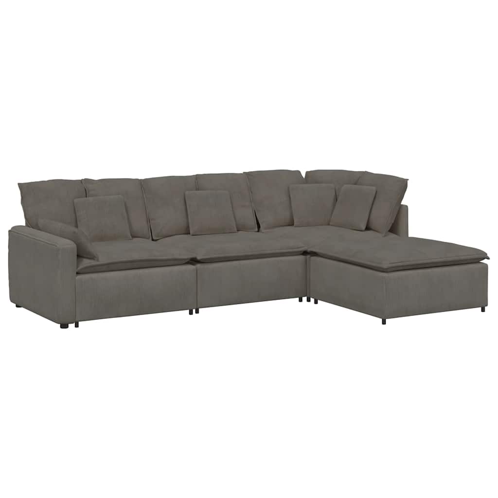 modulsofa med fodskammel og hynder føjlsstof lysegrå