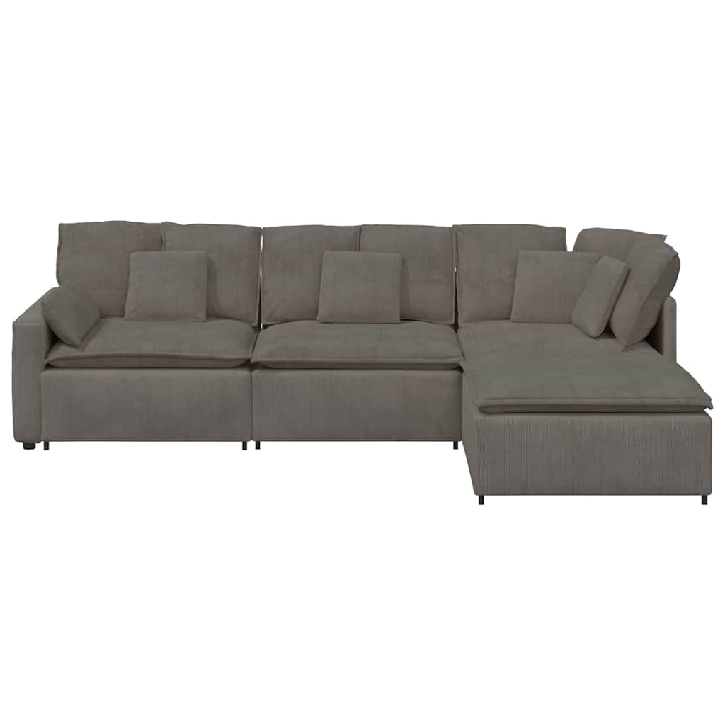 modulsofa med fodskammel og hynder føjlsstof lysegrå