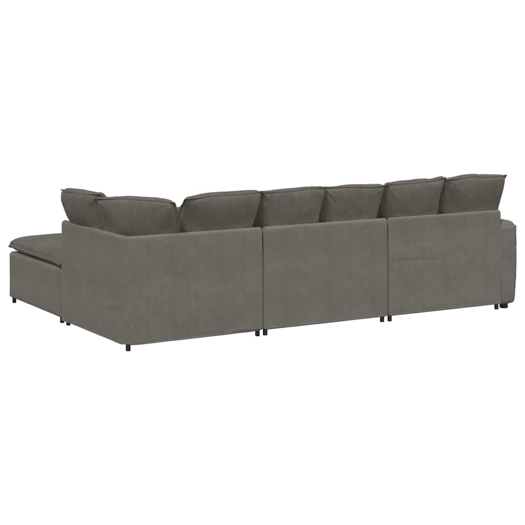 modulsofa med fodskammel og hynder føjlsstof lysegrå