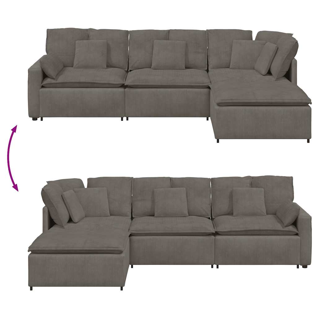 modulsofa med fodskammel og hynder føjlsstof lysegrå