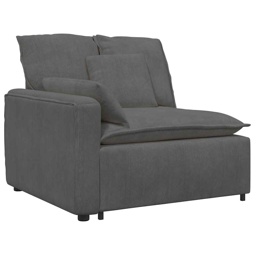 modulsofa med fodskammel og hynder føjlsstof mørkegrå