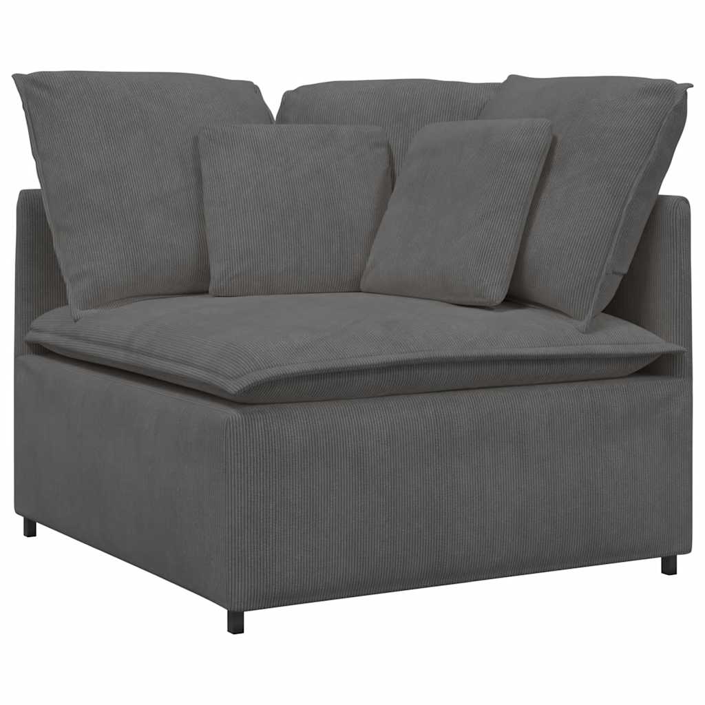modulsofa med fodskammel og hynder føjlsstof mørkegrå