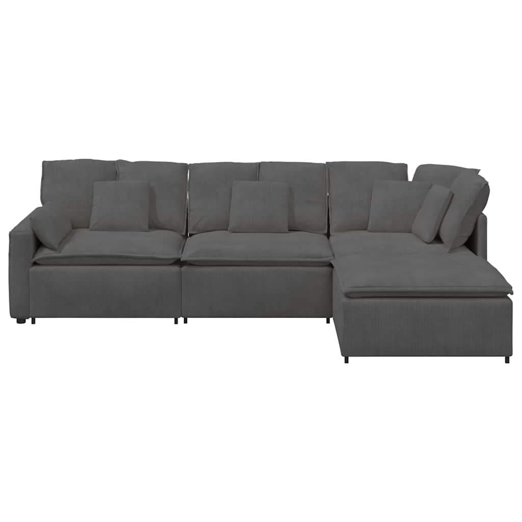 modulsofa med fodskammel og hynder føjlsstof mørkegrå