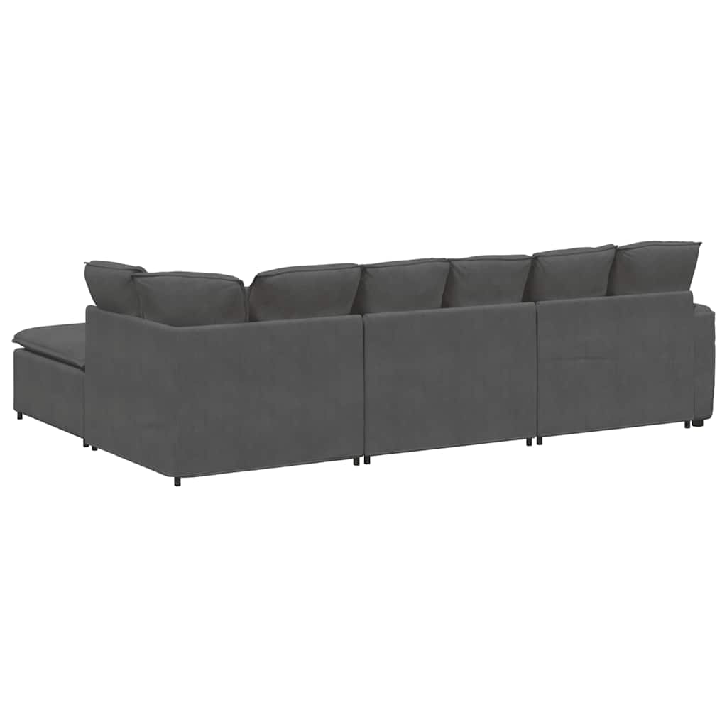 modulsofa med fodskammel og hynder føjlsstof mørkegrå