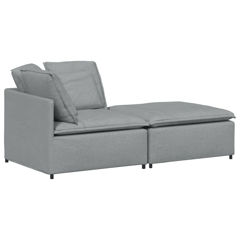 modulsofa med fodskammel og hynder stof lysegrå