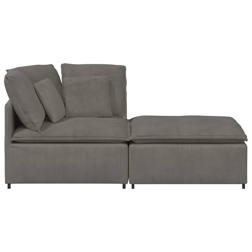 modulsofa med fodskammel og hynder føjlsstof lysegrå