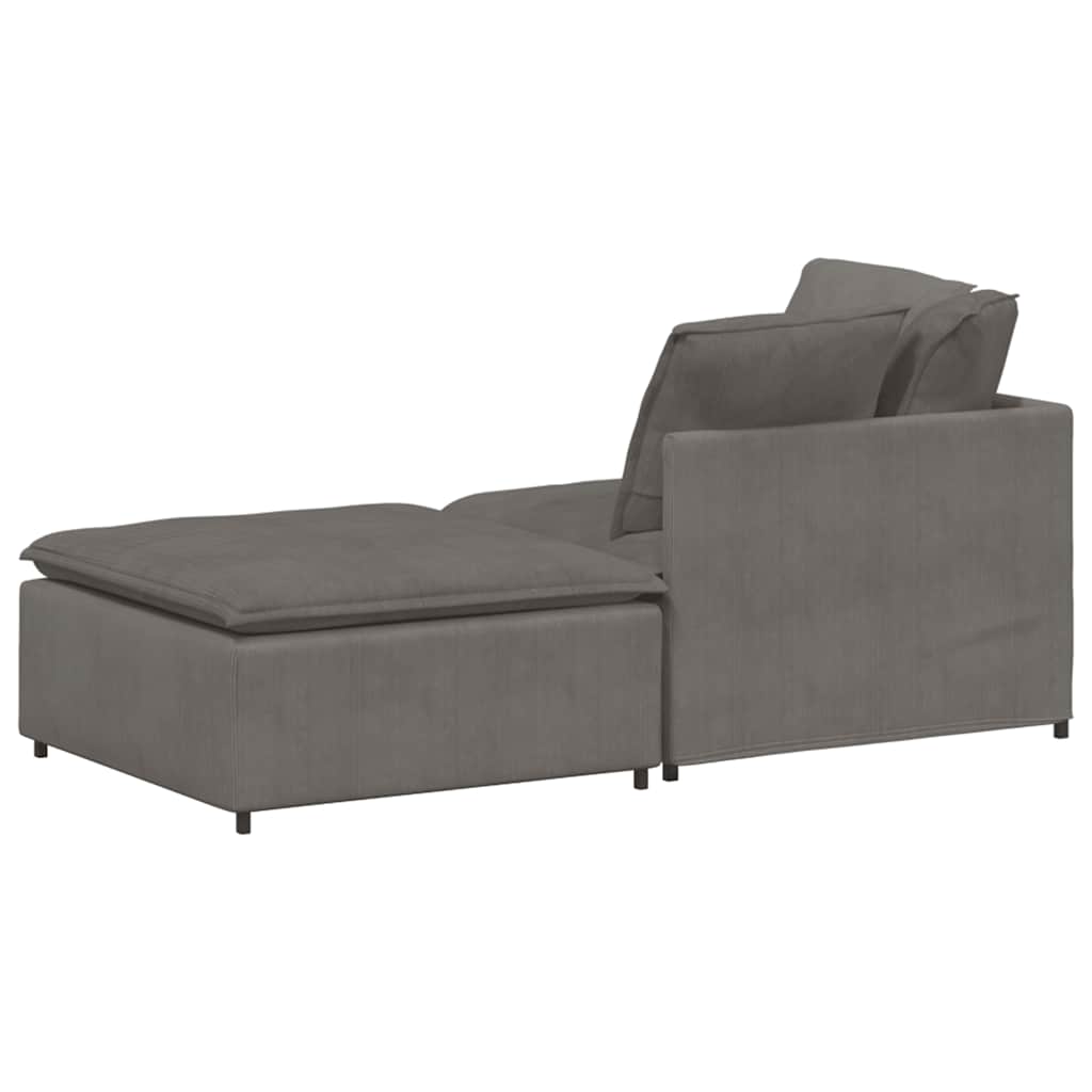 modulsofa med fodskammel og hynder føjlsstof lysegrå