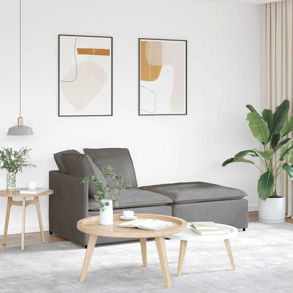 modulsofa med fodskammel og hynder føjlsstof lysegrå