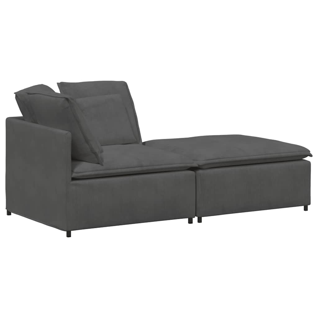 modulsofa med fodskammel og hynder føjlsstof mørkegrå