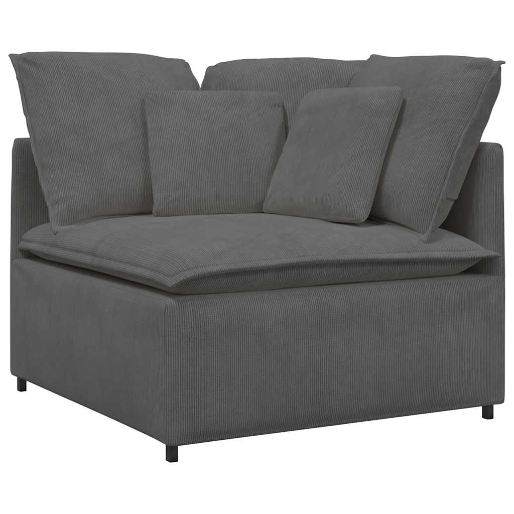 modulsofa med fodskammel og hynder føjlsstof mørkegrå