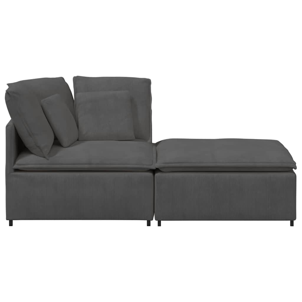 modulsofa med fodskammel og hynder føjlsstof mørkegrå