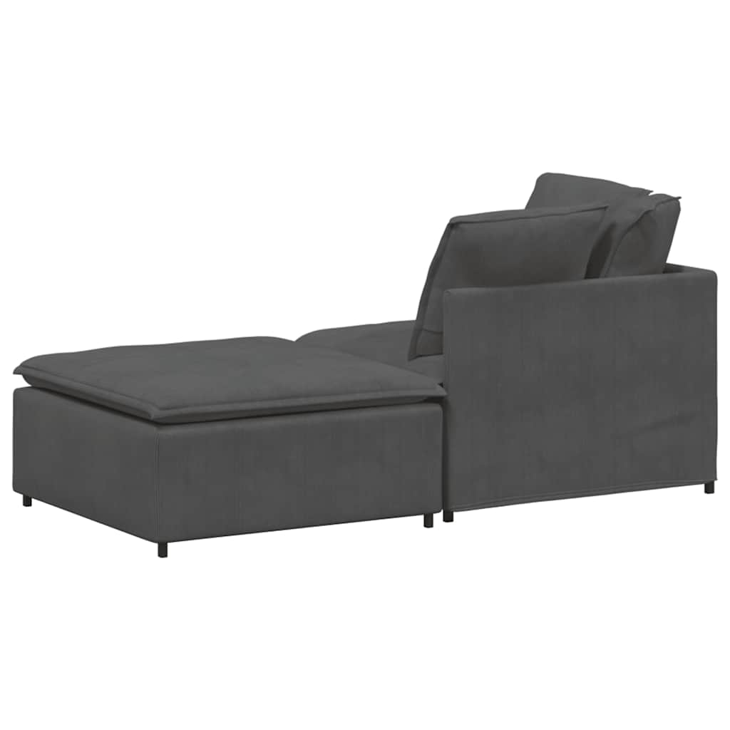 modulsofa med fodskammel og hynder føjlsstof mørkegrå