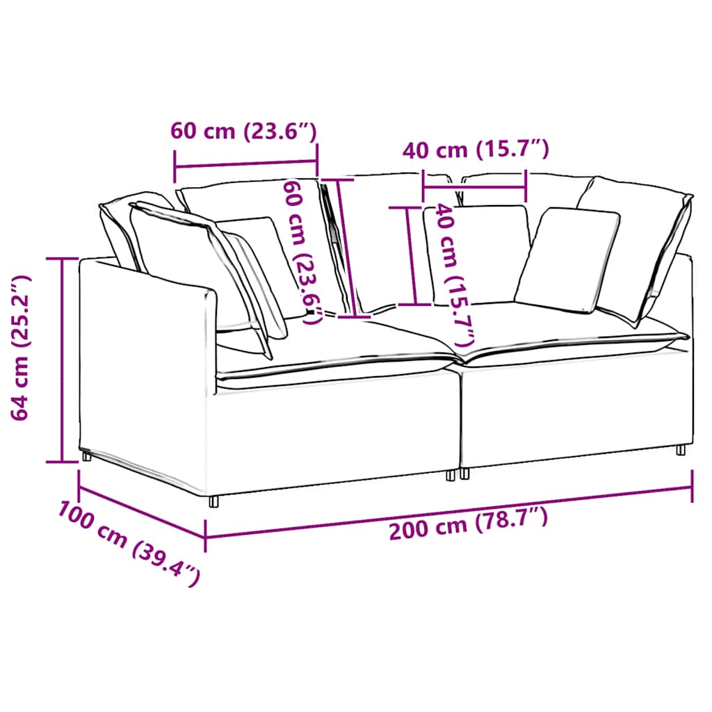 modulsofa med hynder stof gråbrun
