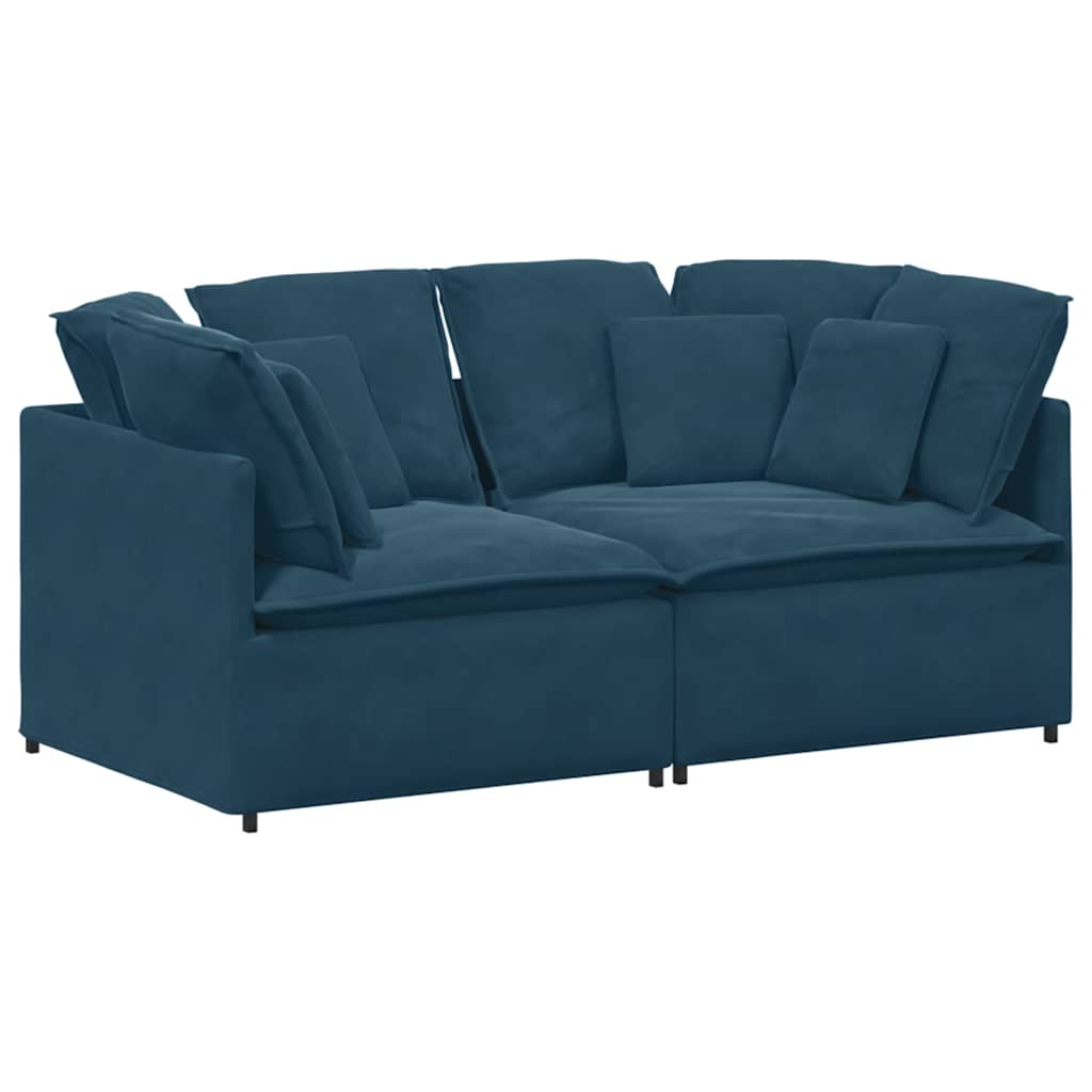 modulsofa med hynder fløjl blå