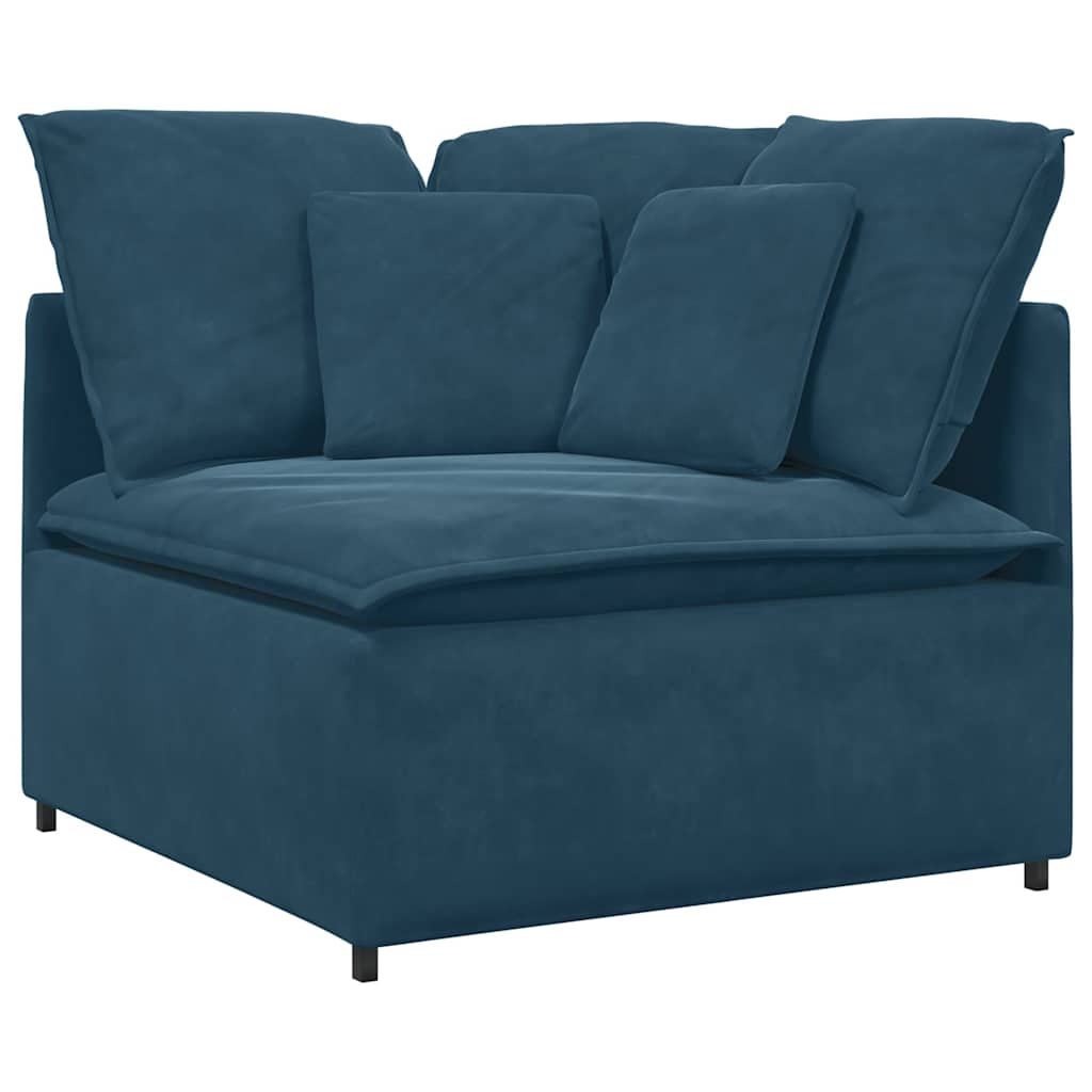 modulsofa med hynder fløjl blå