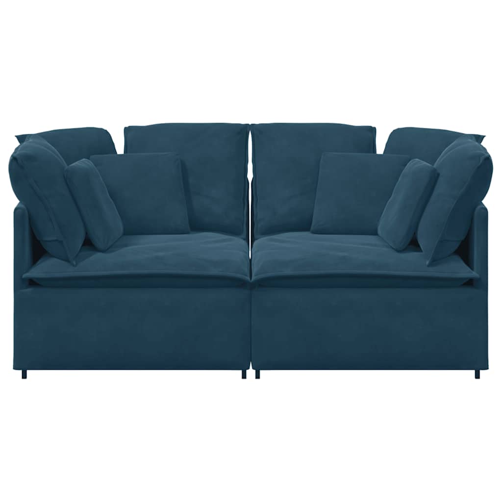modulsofa med hynder fløjl blå