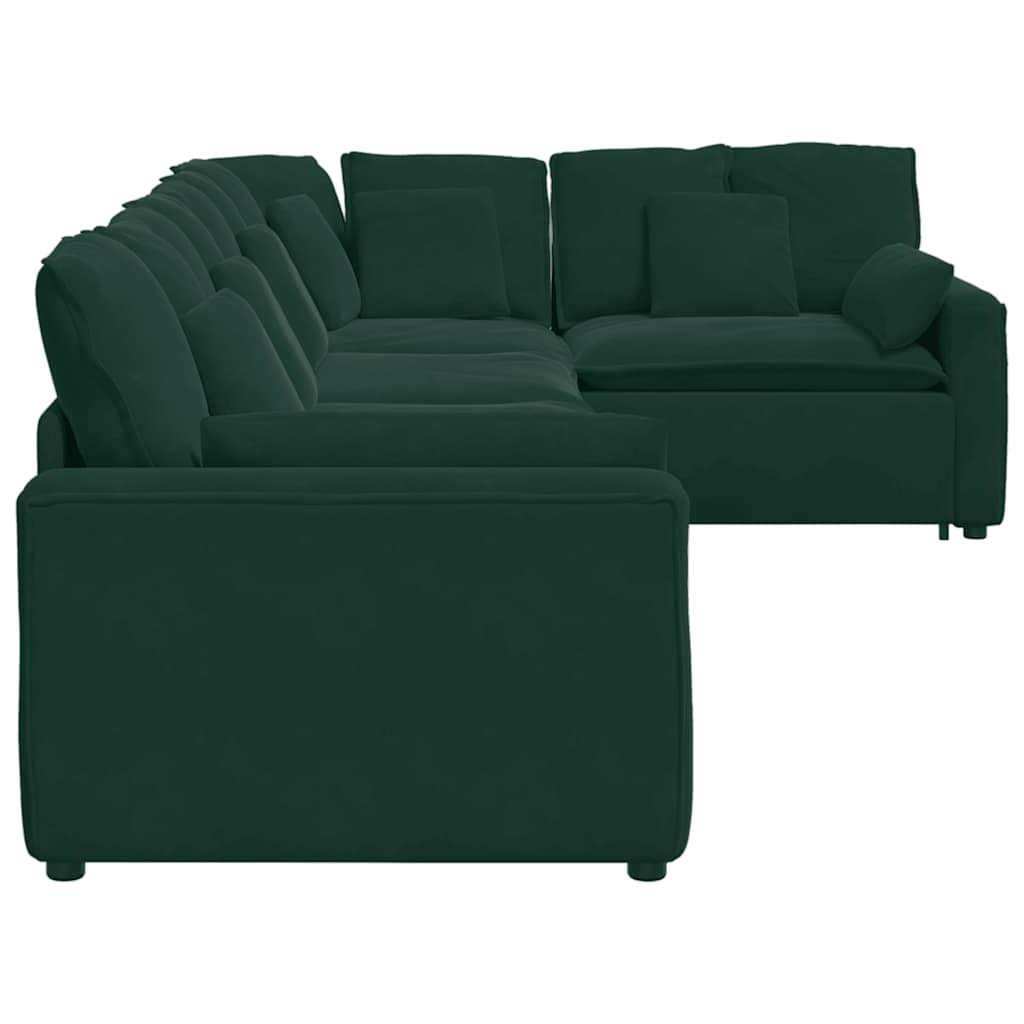 modulsofa med hynder fløjl mørkegrøn