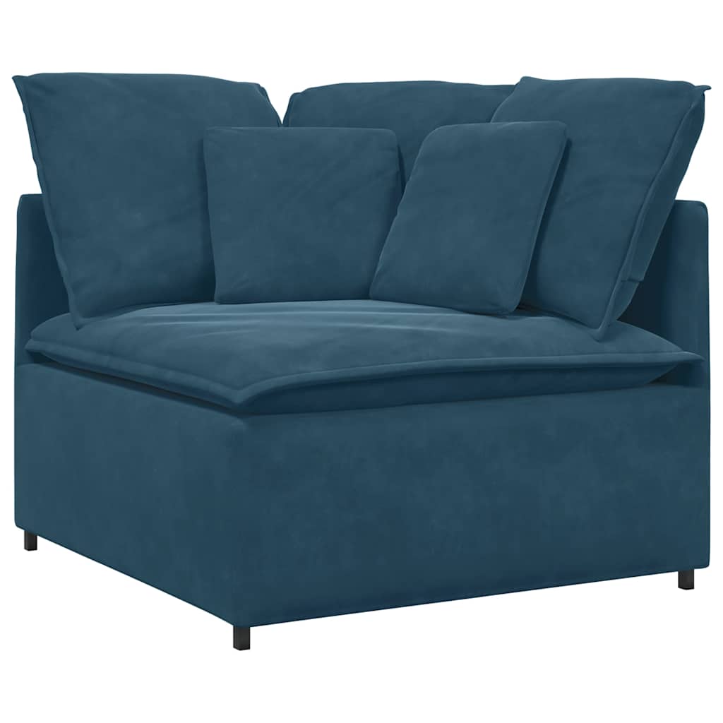 modulsofa med hynder fløjl blå
