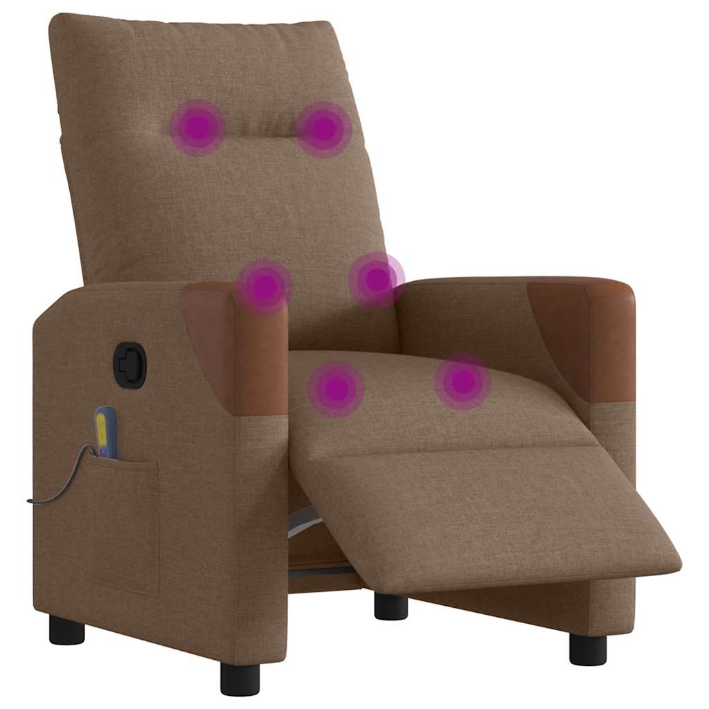 eldrevet massagestol stof brun