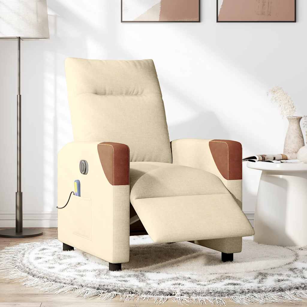 eldrevet massagestol stof cremefarvet