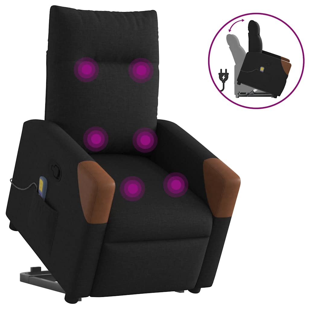 løftestol med massage stof sort