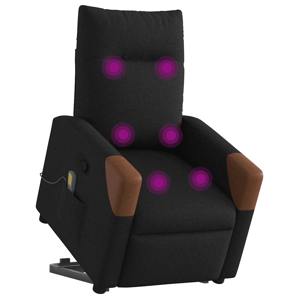 løftestol med massage stof sort