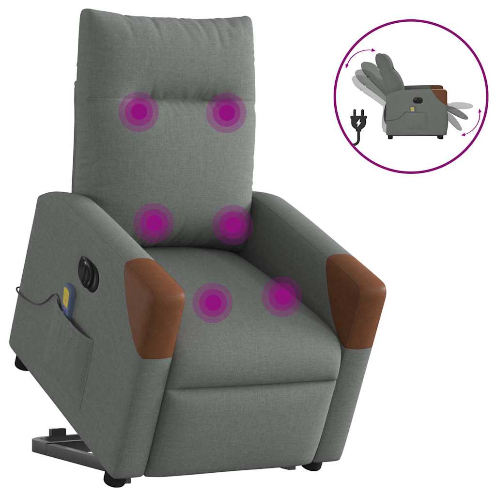 elektrisk massagestol med løftefunktion stof mørkegrå